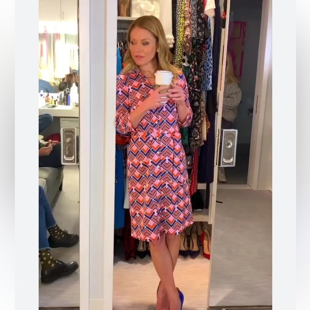 J. McLaughlin Pink, Navy & Red Geometric Shirt Dress - Picture 6 of 6